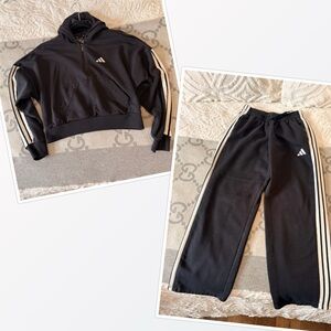 adidas athletic set Black Sweatpants with White Side Stripes and sweater